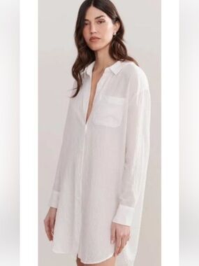 nwot jenni kayne White Women's button down swim cover shirt xs